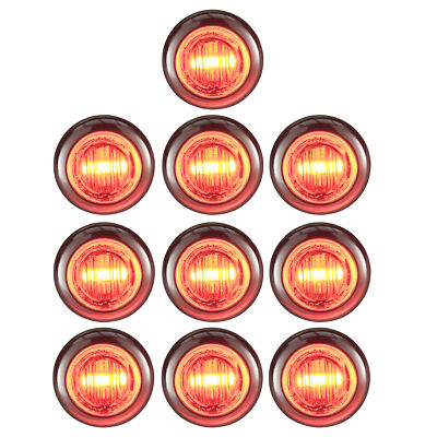 RecPro 3/4 Red LED Bullet Clearance Marker Light Chrome DOT Trailer Semi (10Pk
