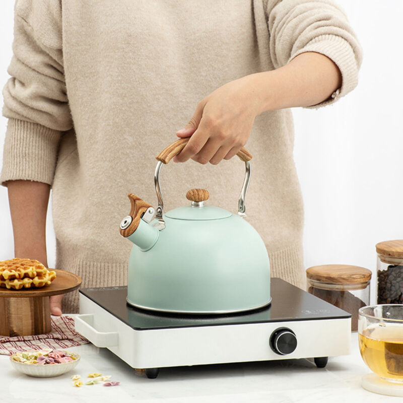 1PCS 2.5L Whistle Boiling Kettle with Wood Grain Anti Scald Handle