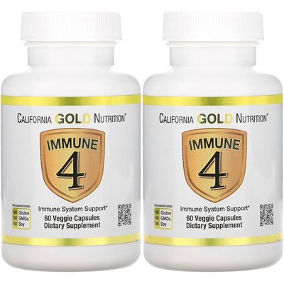 California Gold Nutrition Immune 4, Поддержка иммунной системы, 60 растительных капсул, 2 шт.