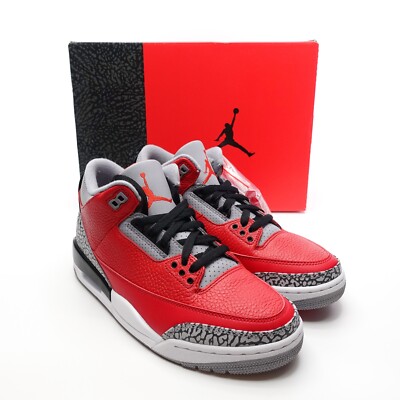 Nike Air Jordan Retro 3 U Chicago Fire Red Cement Mens 8 CU2277-600 Womens 9.5