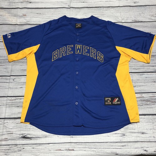 00s Majestic × MIL.Brewers XLサイズ プルジャケット mens-majestic-navy-milwaukee-