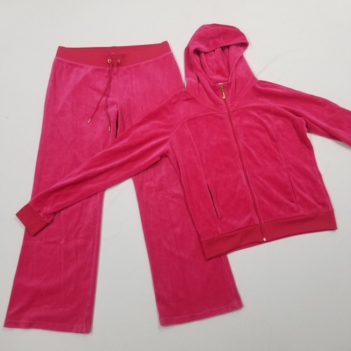 Juicy Couture TrackSuit Set Hot Pink Large Jacket Pants Juicy Couture TrackSuit Set Hot Pink Large Jacket Pants