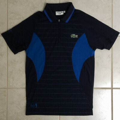 【LACOSTE】 2. POLO SHIRT (size4) RODDICK Lacoste Andy Roddick White (Blue/Black) Tennis Polo Shirt
