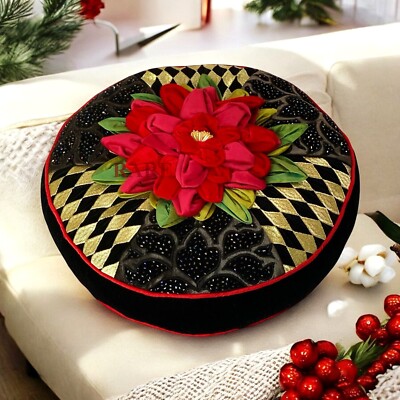 MacKenzie-Childs Evenfall Floral Round Throw Pillow 18'' New