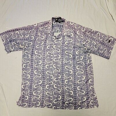 Fubu The Collection Short Sleeve Button Up Shirt Men's XL Purple Dragon 