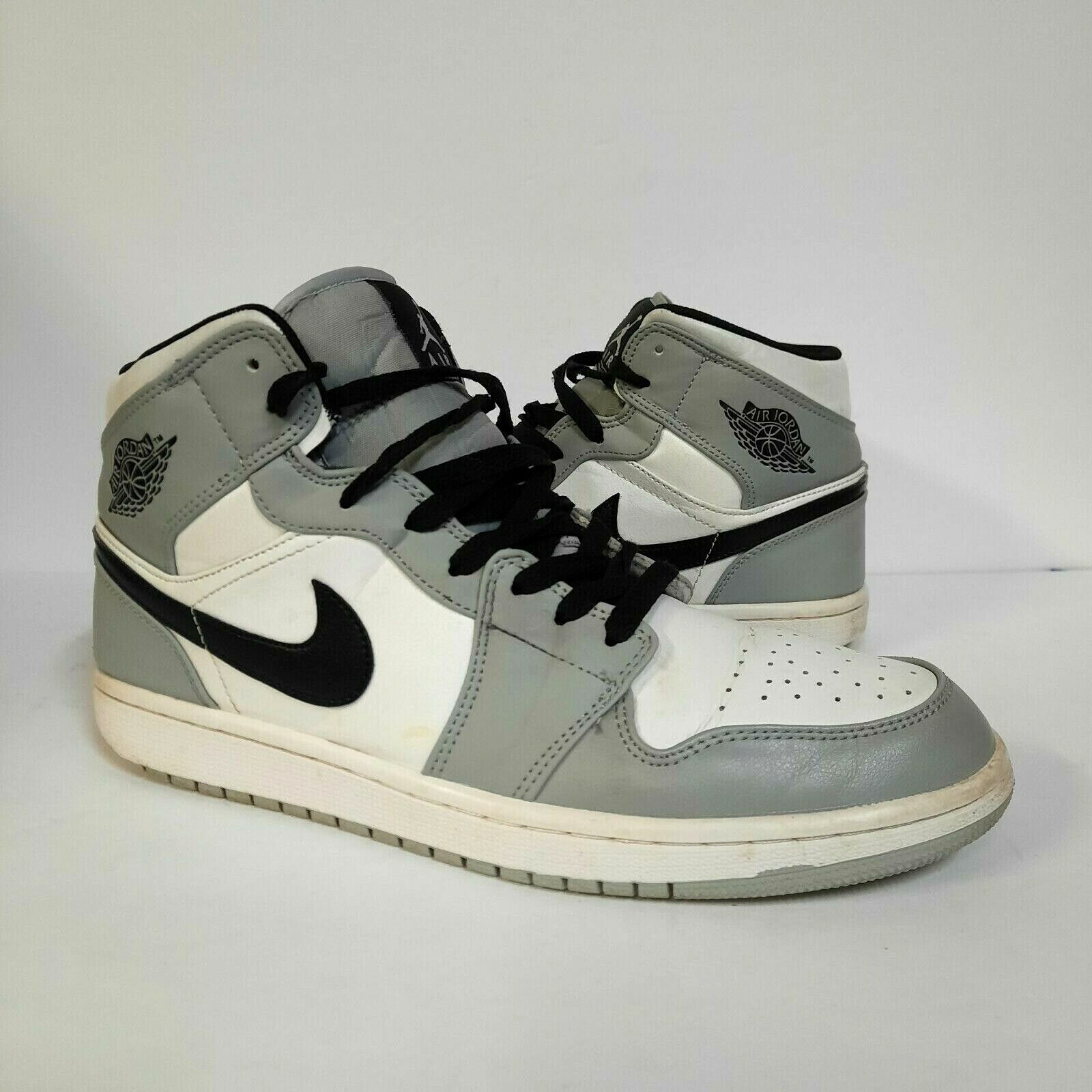 Nike Air Jordan 1 Mid Light Smoke Grey Black White Mens Nike Air Jordan 1 Mid Light Smoke Grey Black White Mens