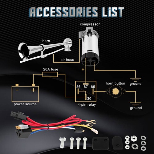 150DB Single Trumpet Air Horn Compressor Kit For Van Train Car Truck Boat 12V