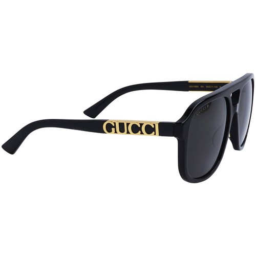 Pre-owned Gucci Men's Sunglasses Polarized Lens Black Acetate Pilot Frame Gg1188s 001 In Gray