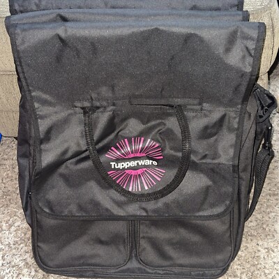 3x Tupperware Logo Travel Kit Bag Consultant Award NEW Black Canvas 15x13x15
