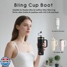 Rhinestone Stanley Cup Accessories Set Including 0.4in Bling Straw Covers, Spill Proof Stopper, Diamond Glitter Silicone Boot for Stanley Accessories 40oz (Fit 40 oz, Black)