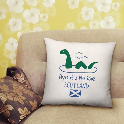 Aye It's Nessie Funny Lochness Monster Scotland Cushion Home Gift - 40 x 40cm