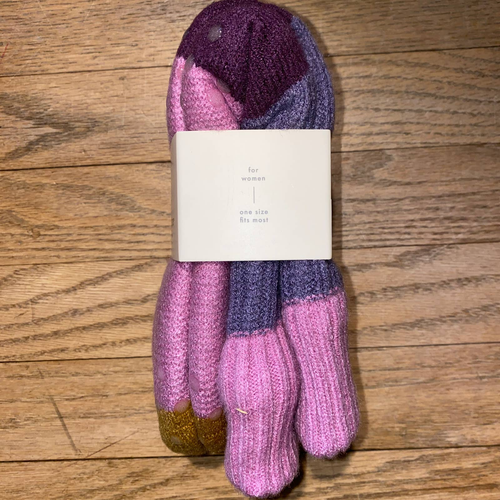 NWT Indigo Chromatic Mid-Rise Sherpa Lined Reading Socks in Mauve (O/S)