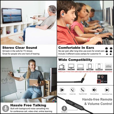 Extra Pc Cord Headphones Laptop Mic 16ft Joymiso Vo Volume Volum