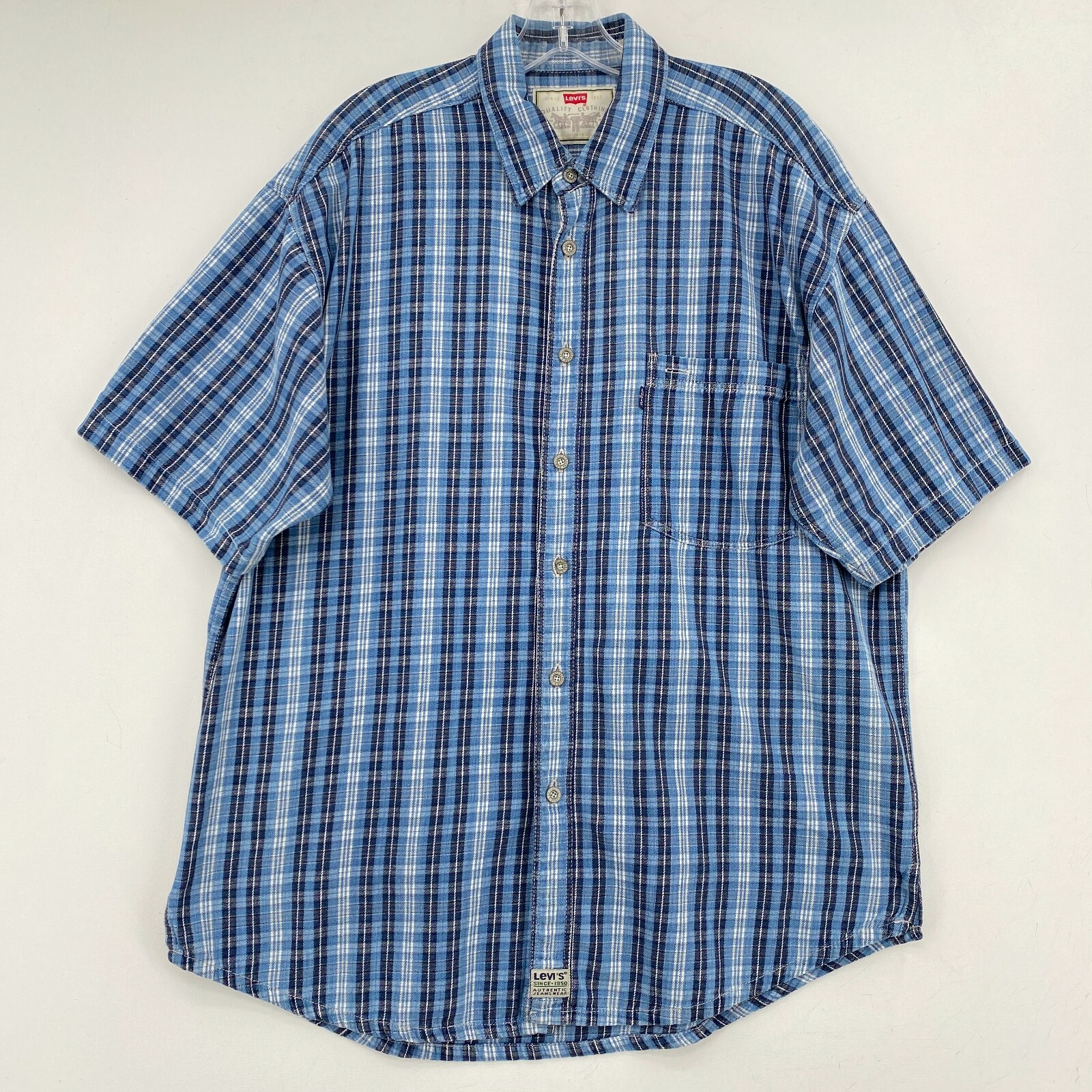 Vintage 90s Levis Tweed Short Sleeve Button Up Shirt Mens