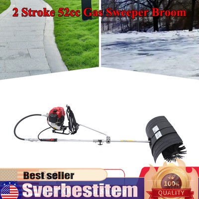 2 Stroke 52cc Gas Power Broom Artificial Turf Grass Clean Backpack Sweeper 1700w