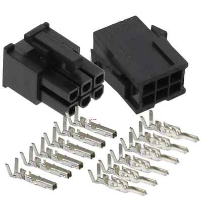 Molex 6-Pin Black Connector AWG Pin Mini-Fit Jr (20 Set) 40 Total