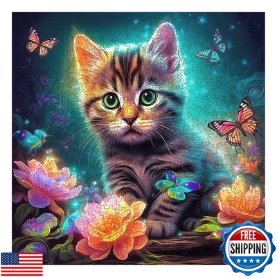 Mys Aurora Wooden Puzzles, Kitten in Dream Wooden Jigsaw Puzzles 200 Piece, U