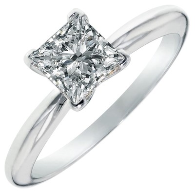 Pre-owned Pucci 1ct Princess Cut Synthetic Moissanite Wedding Bridal Promise Ring 14k White Gold In White/colorless