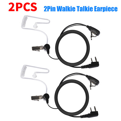 2Pin Acoustic Tube Walkie Talkie Earpiece Headset Mic PTT Two-way Security Radio