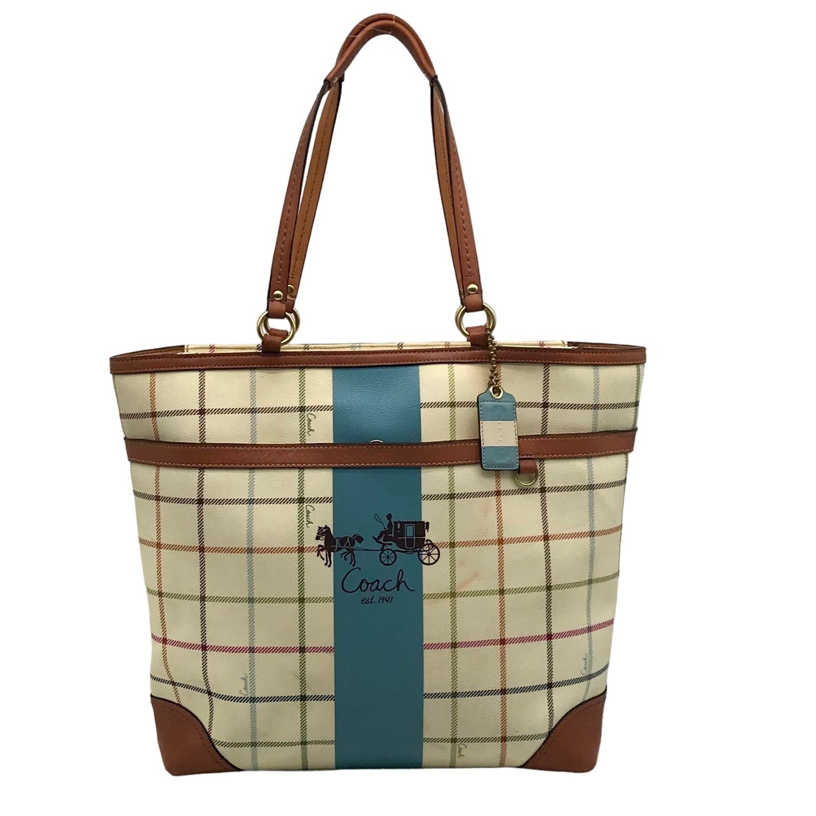 バッグ COACH Signature Heritage Stripe Tote Bag Coach | Signature Heritage Stripe Tote | YOLO Luxury Consignment