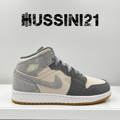 Preowned Jordan Nike Air 1 Mid Se Coconut Milk Particle Grey (gs) Eu