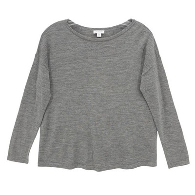 J JILL Gray Washable 100% Merino Wool Sweater Dropped Shoulder PETITE SMALL