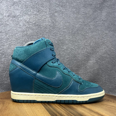 Nike Dunk Sky Hi Hidden Wedge Shoes Women s 7.5 Suede Sea Green Blue 528899-300