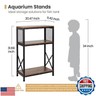 SwaaVee Aquarium Stand, 10 Gallon Fish Tank Stand with Storage, 3 Tier Metal Frame Cabinet Suitable for Fish Tank, Turtle Tank, Rustic Brown (10 Gallon)