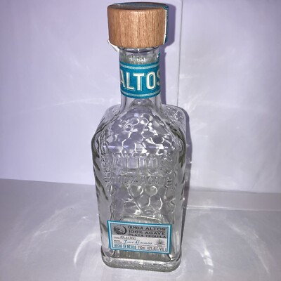 Olmeca Altos Tequila Empty Bottle 750ml / Nice looking Wood Cap & Raised Glass
