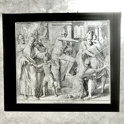Plaque verre Lanterne Magique Cruauté D’Antochius  Grav J. Lagui Lliteras