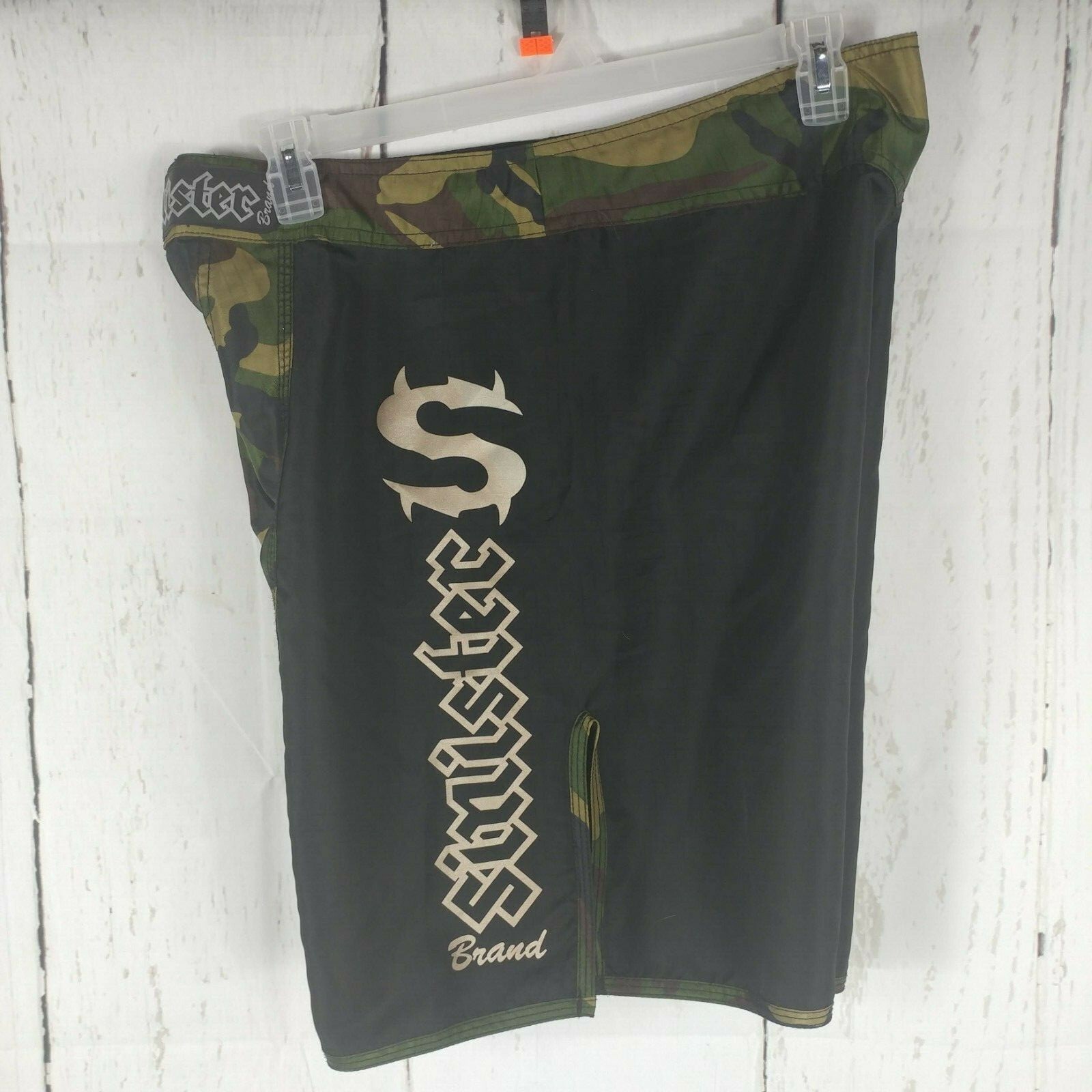 Men's Sinister Brand Shorts Black Camo MMA Jiu Jitsu Muay Thai Size 34 UFC