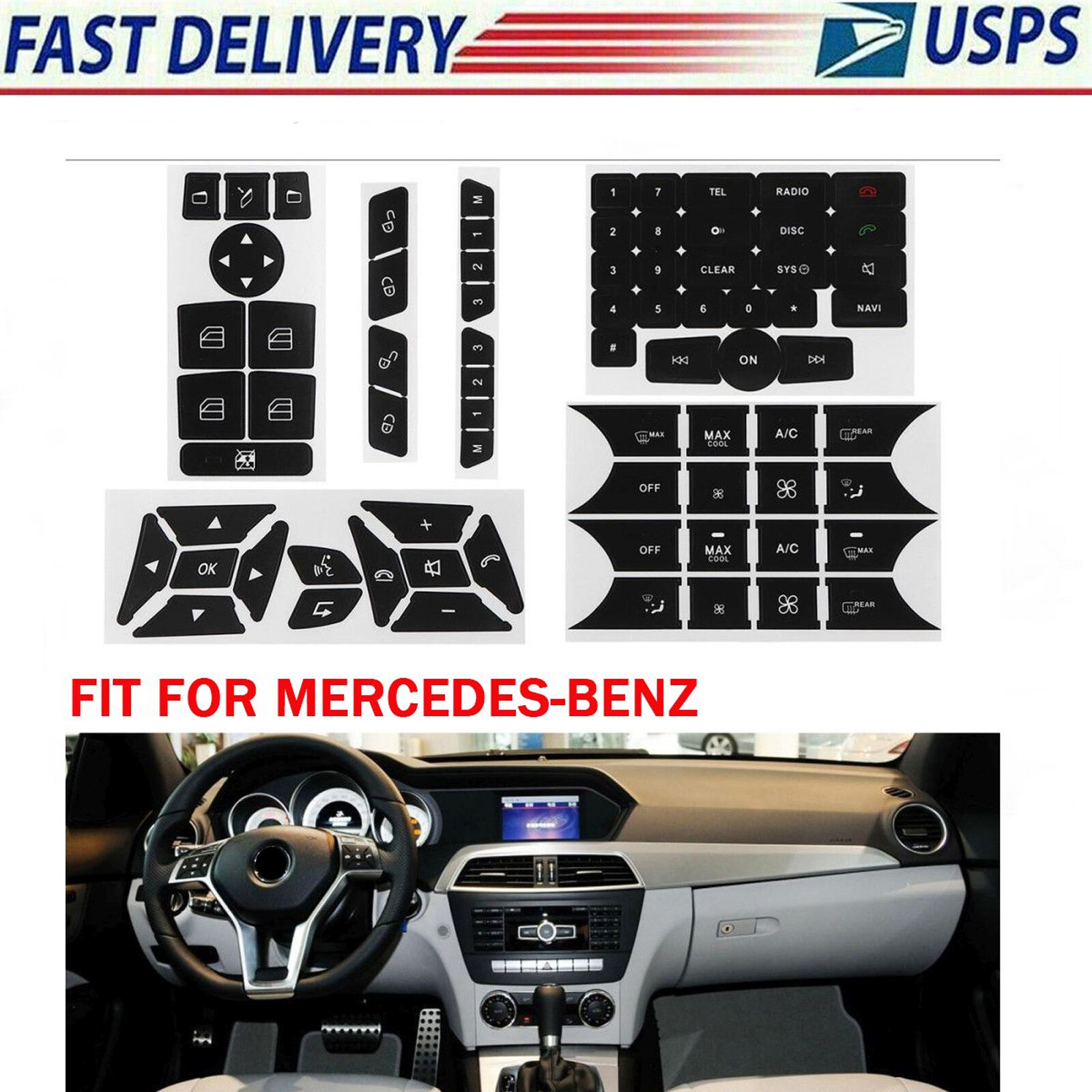 Repair Button Sticker Kit For Mercedes Benz