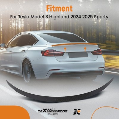 Trunk Lip Spoiler Wing fit for Tesla Model 3 Highland Sporty 2024 2025 ABS