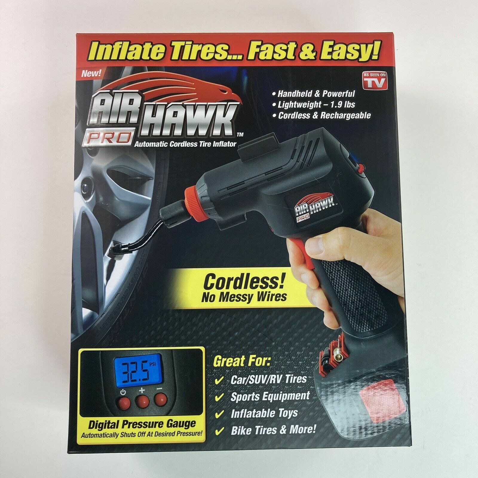 Air Hawk Pro Automatic Cordless Tire Inflator Air Pump New for sale