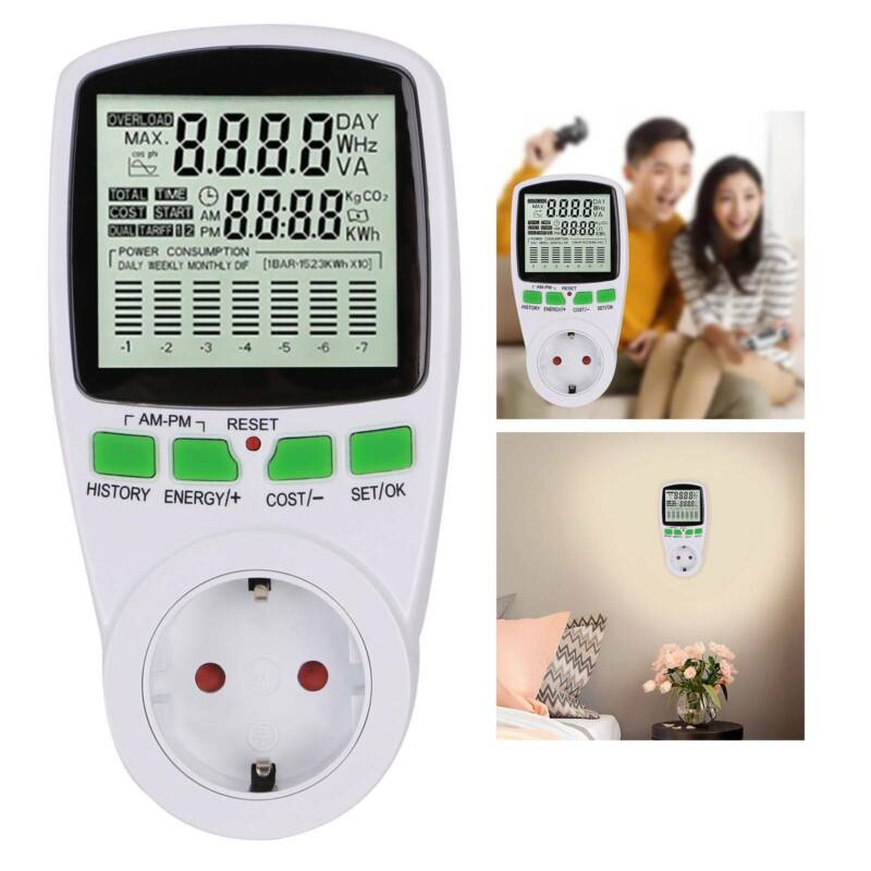 Leistungsmesser Wattmeter Stromzähler Steckdose Energiemonitor Stromverbrauch DE
