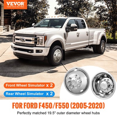 VEVOR 19.5" Wheel Simulators Cover Stainless Steel 2005-2020 Ford F450/F550 4 pc
