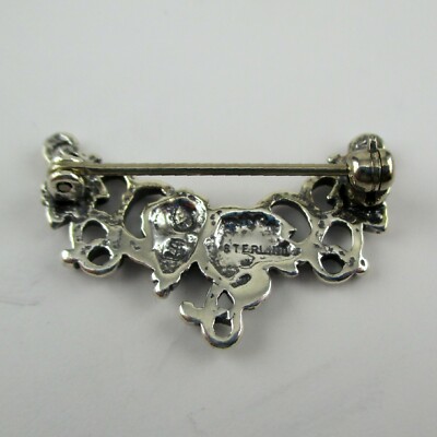 Sterling Silver GRAPE VINE Charm Holder PIN Wine Lover Gift BROOCH Art Nouveau