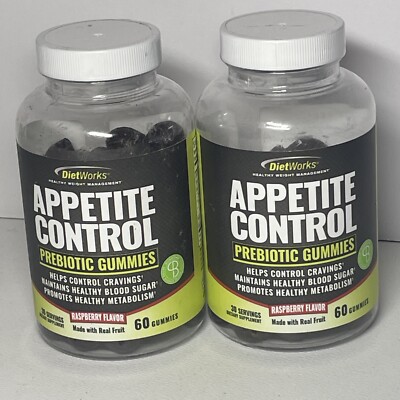BEST DEAL 2x Appetite Control DietWorks Prebiotic Gummies Raspberry  120 Gummies