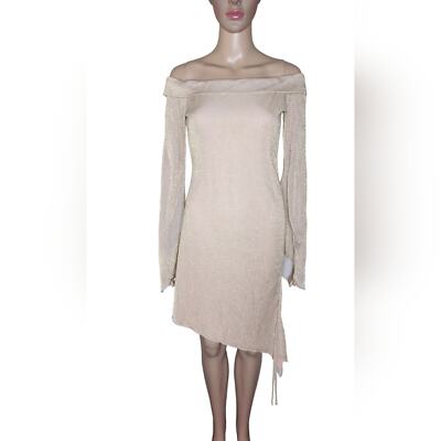 NWT Princess Polly Villa Off the shoulder metallic gold ruched mini dress Size 8