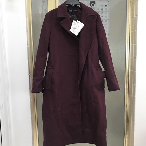 新品タグ付 ZARA ダブルブレストロングコート Manteco製バーガンディM 新品タグ付 ZARA ダブルブレストロングコート Manteco製