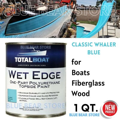Marine Topside Paint for Boat Pool Slide Fiberglass Wood Classic Whaler Blue 1Qt