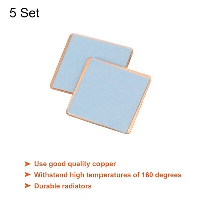 Copper Sheet Shim 0.3mm 15x15mm Thermal Adhesive for CPU Cooling 5 Set