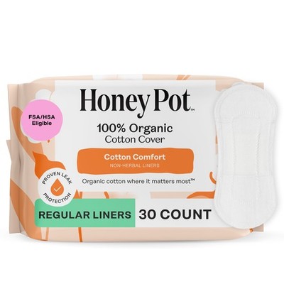 Honey Pot Non Herbal Pantiliners 30 Count Organic Cotton Hypoallergenic Care