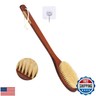 Wooden Bath Brush with Stiff Sisal Bristles Long Handle for Shower Back Scrubber Body Exfoliator, with Hook for Hanging (Stiff Sisal Hair)