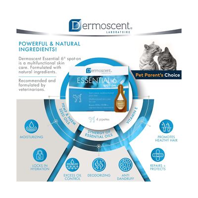 Essential 6 spot-on for Cats - Skin Care for Dandruff Dry or Oily Skin & Hair...