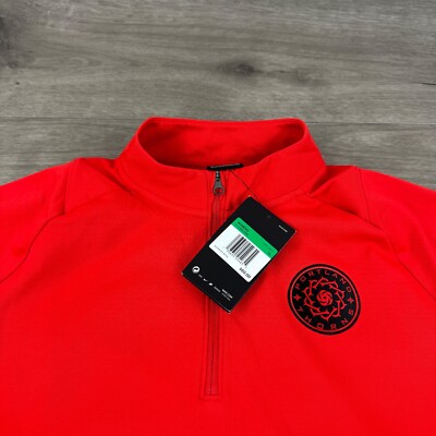 Womens Nike Portland Thorns FC Dri Fit 1/4 Zip Long Sleeve Red Top Shirt XL