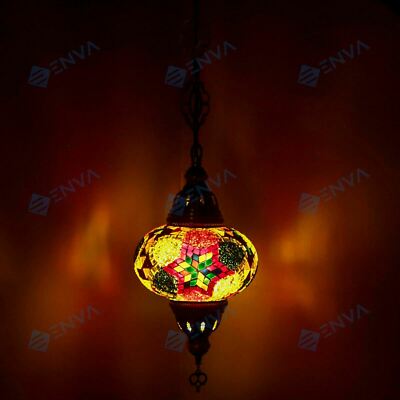 Lampe suspendue au plafond en mosaïque marocaine turque - Ampoule gratuite