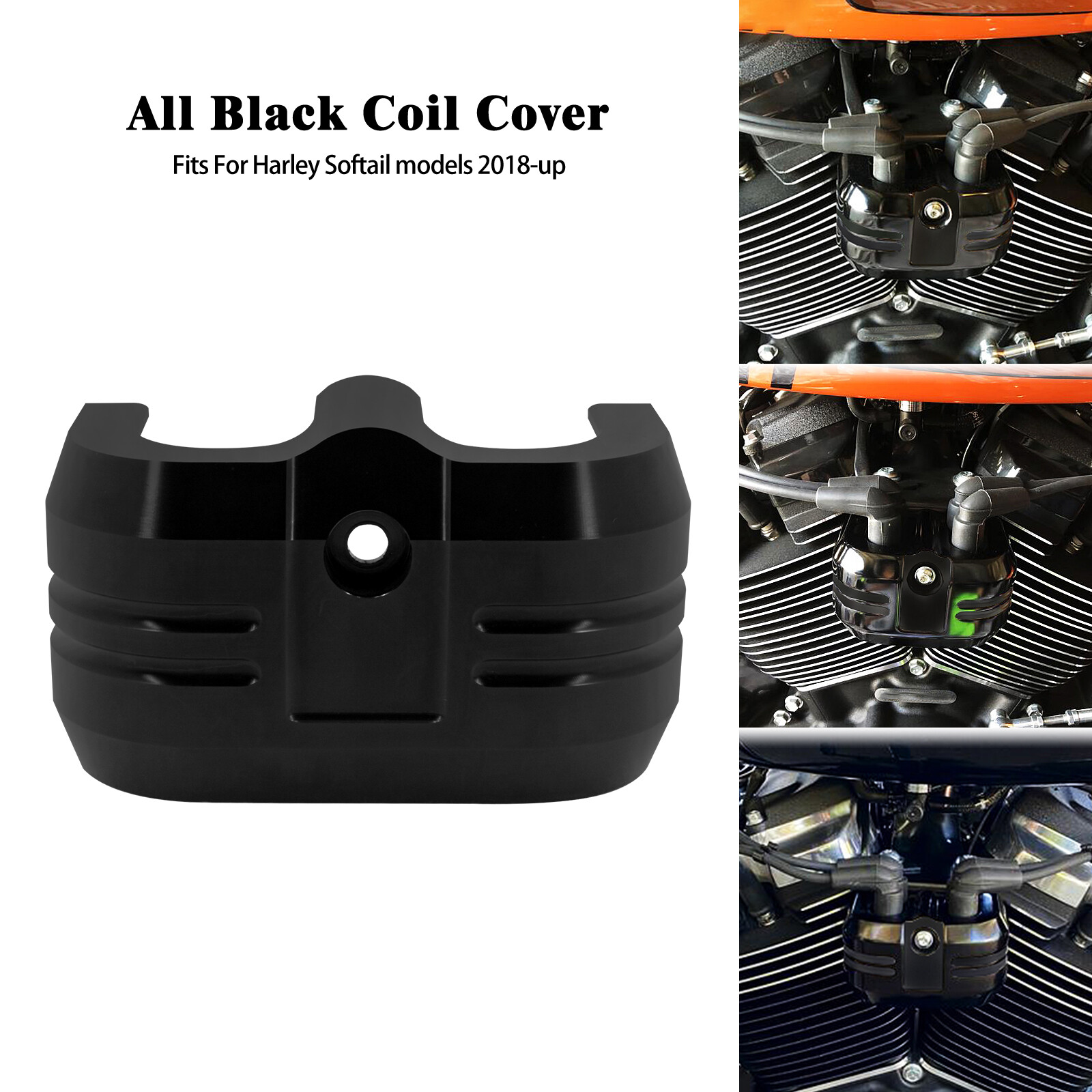 R⭐︎M Black Ignition Coil Aluminum Cover For Harley Softail Street