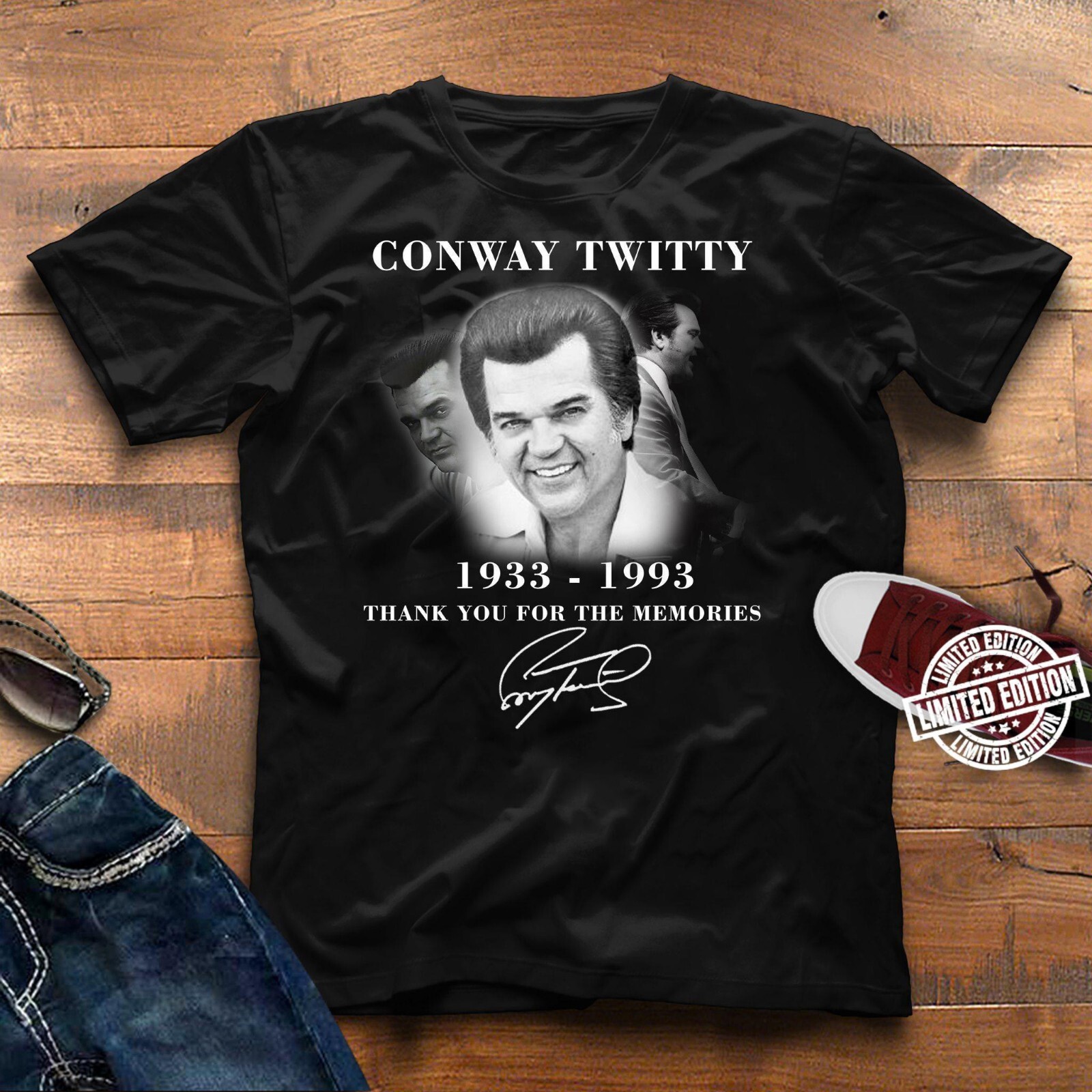 Thank You 1933 1993 Conway Twitty Shirt Short Sleeve Black Thank You 1933 1993 Conway Twitty Shirt Short Sleeve Black