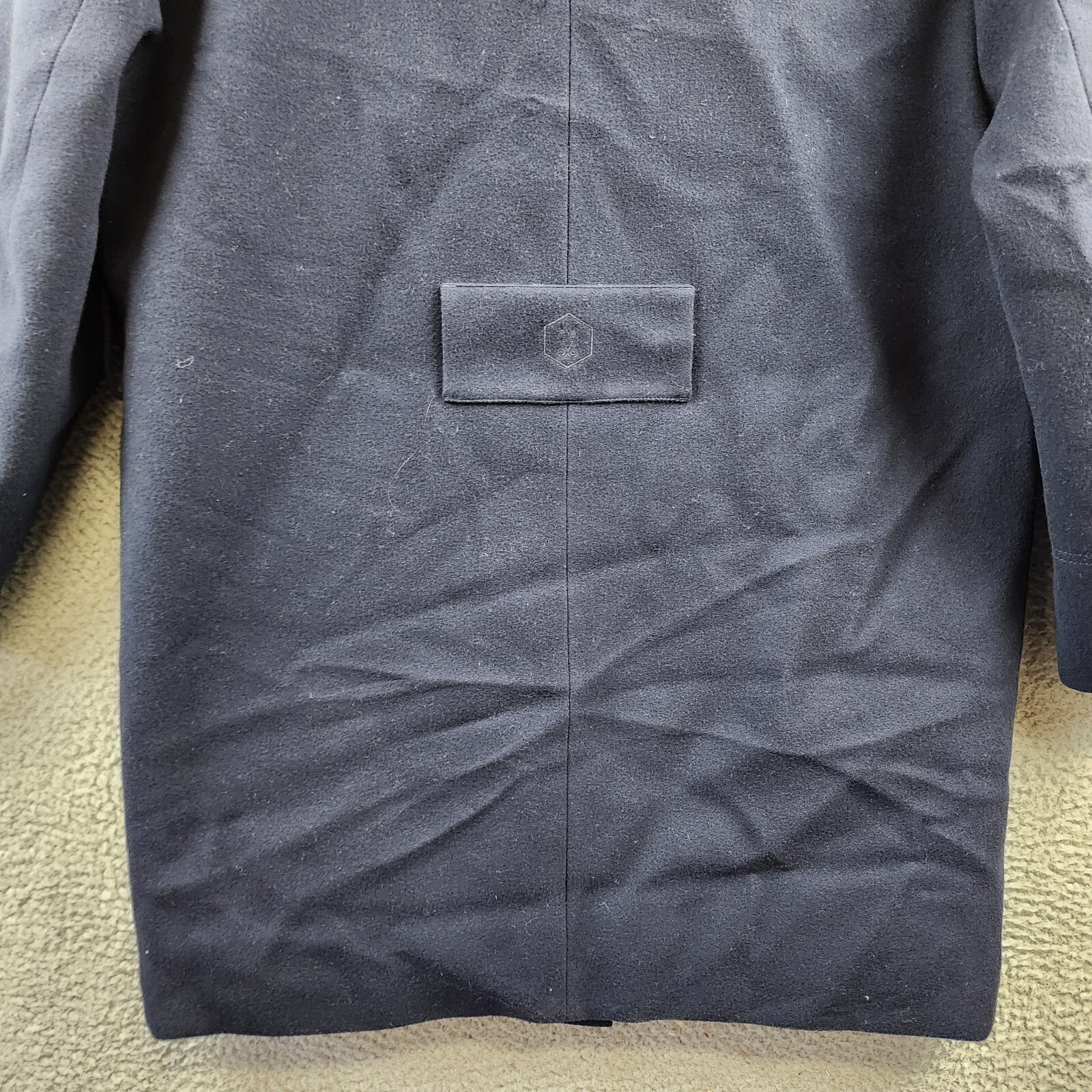 Norwegian Wool Cashmere Wool Blend Down Parka Women's L Navy Snap Front Closure - Picture 16 of 16